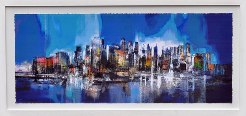 Peter  Meijer + Manhattan skyline blue (witte lijst)
